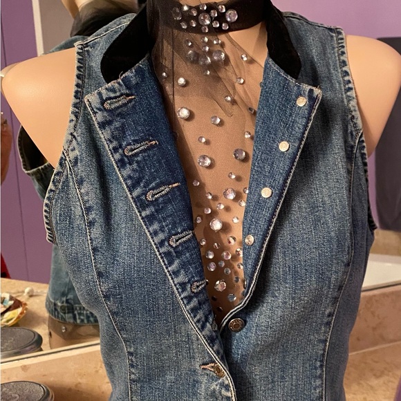 Denim Vintage Vest - Velvet collar and Very Sexy - Picture 8 of 12
